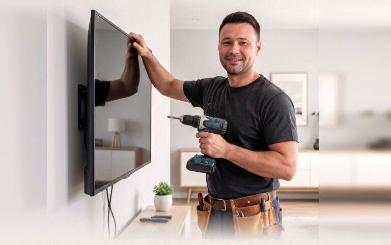 TonyFix mounting a television in a Philadelphia home
